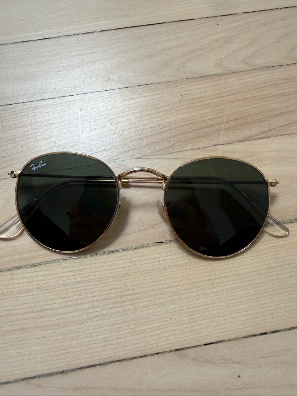 Ray-Ban Gold Frame Sunglasses with Dark Green Lenses RB3447
